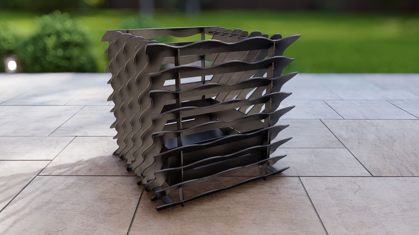 Wavy Cube Fire Pit. DXF, SVG files for plasma, laser cutting. Фото 9