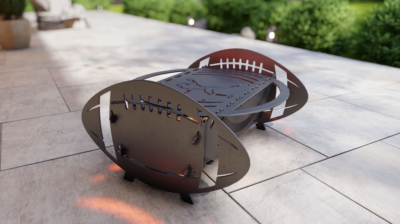 American Football Fire Pit Grill. DXF, SVG files for plasma, laser cutting. Portable BBQ for Camping. Фото 2