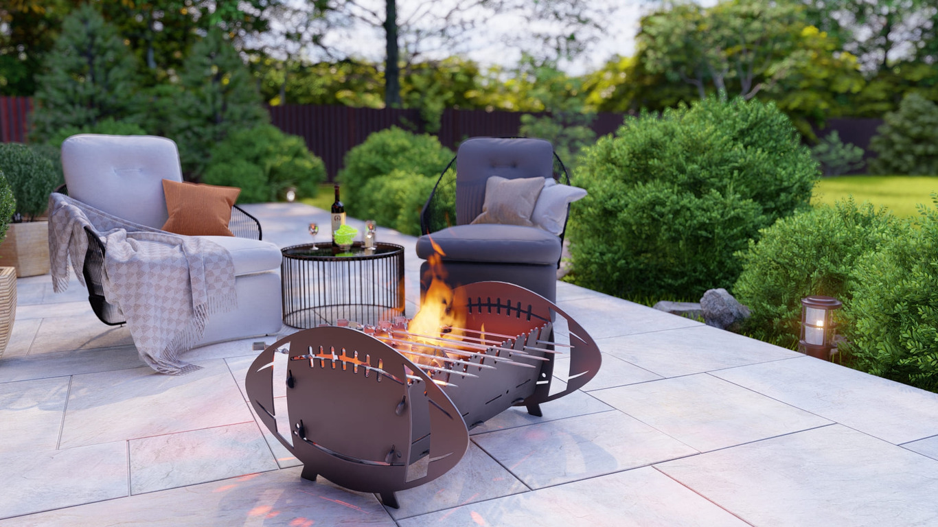 American Football Fire Pit Grill. DXF, SVG files for plasma, laser cutting. Portable BBQ for Camping. Фото 3