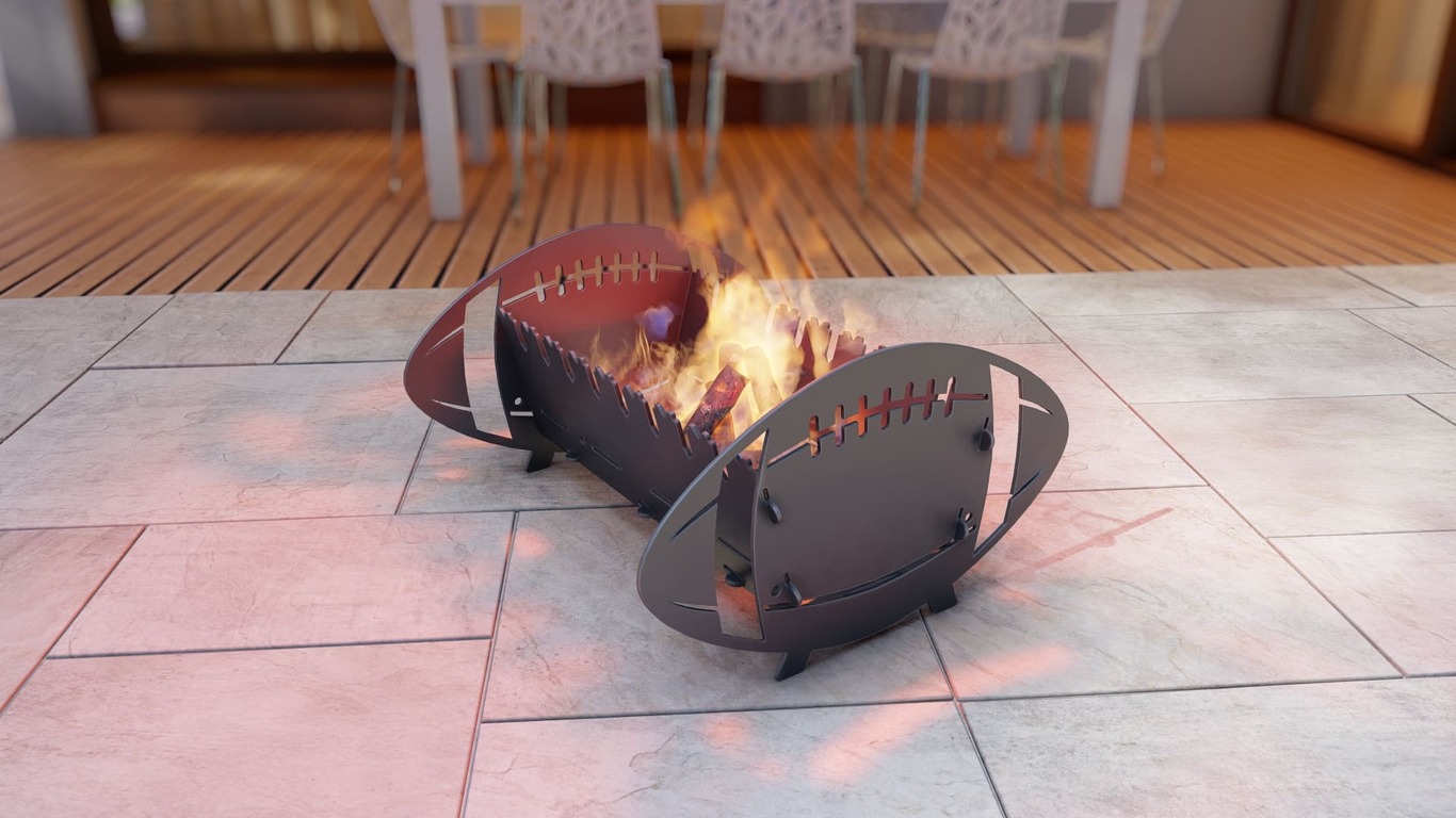 American Football Fire Pit Grill. DXF, SVG files for plasma, laser cutting. Portable BBQ for Camping. Фото 5