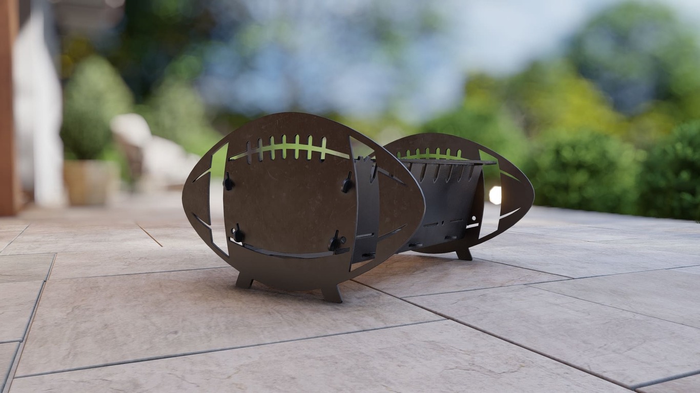 American Football Fire Pit Grill. DXF, SVG files for plasma, laser cutting. Portable BBQ for Camping. Фото 8