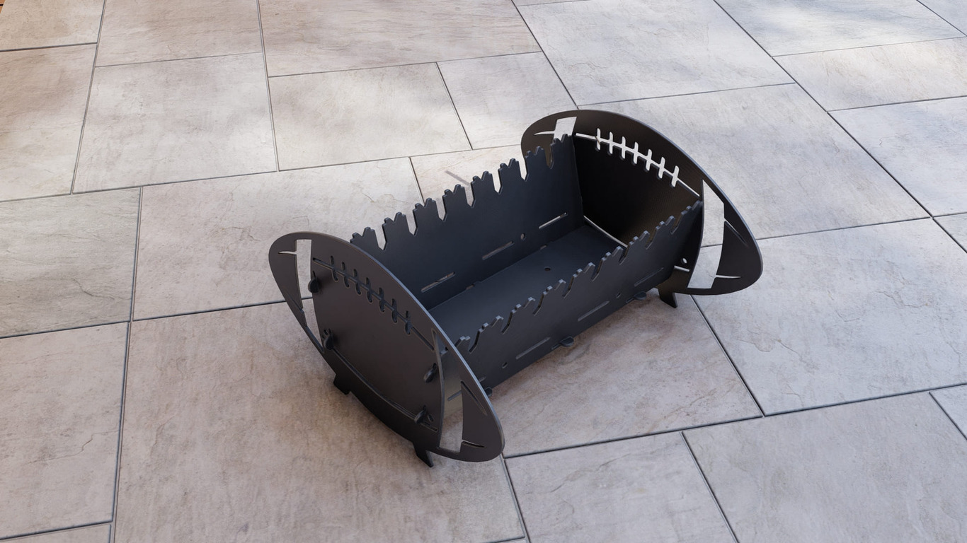 American Football Fire Pit Grill. DXF, SVG files for plasma, laser cutting. Portable BBQ for Camping. Фото 9
