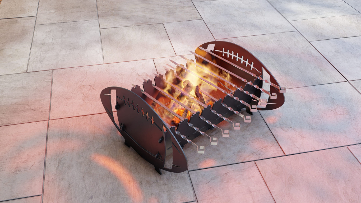 American Football Fire Pit Grill. DXF, SVG files for plasma, laser cutting. Portable BBQ for Camping. Фото 6