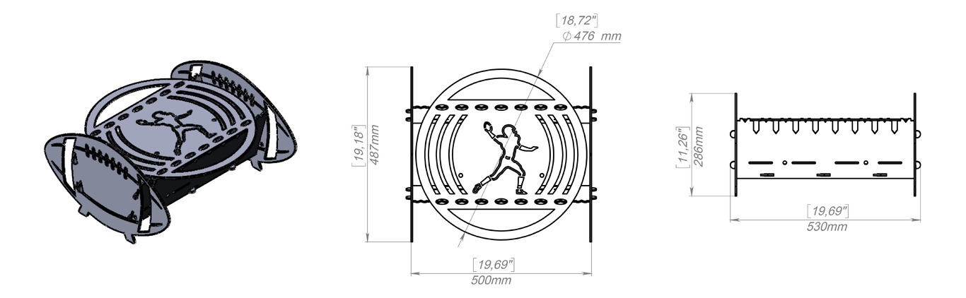 American Football Fire Pit Grill. DXF, SVG files for plasma, laser cutting. Portable BBQ for Camping. Фото 10