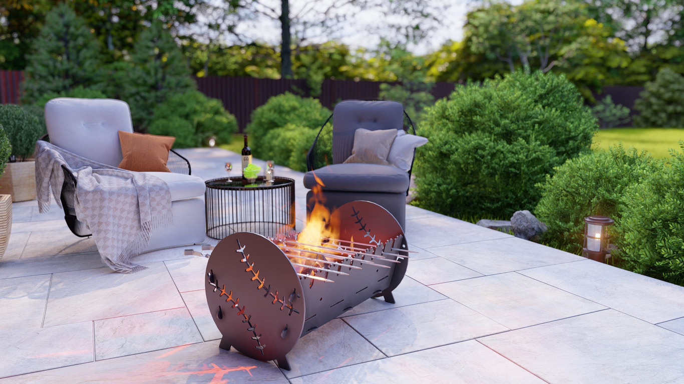 Baseball Fire Pit Grill. DXF, SVG files for plasma, laser cutting. Portable BBQ for Camping. Фото 3