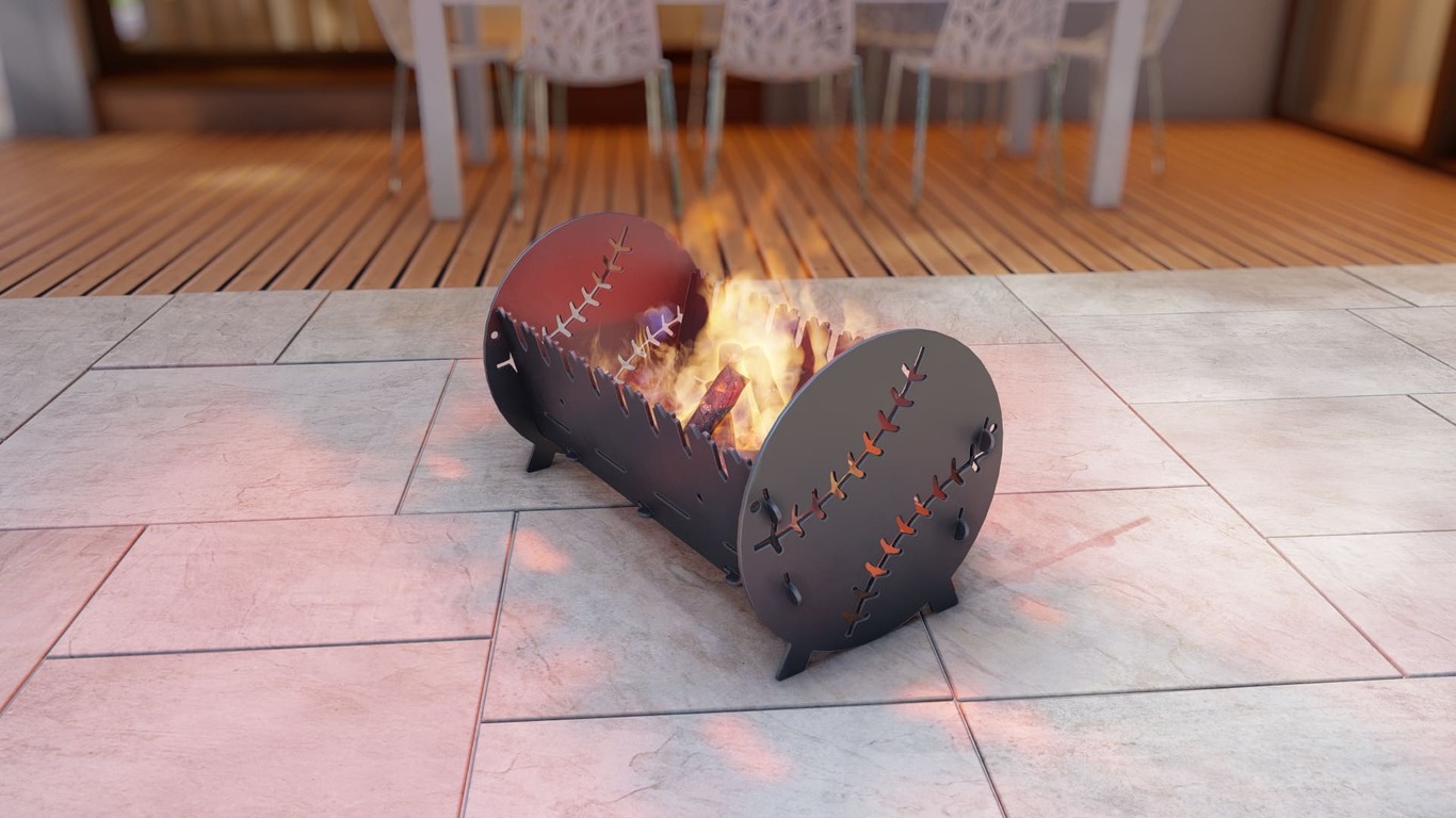Baseball Fire Pit Grill. DXF, SVG files for plasma, laser cutting. Portable BBQ for Camping. Фото 4