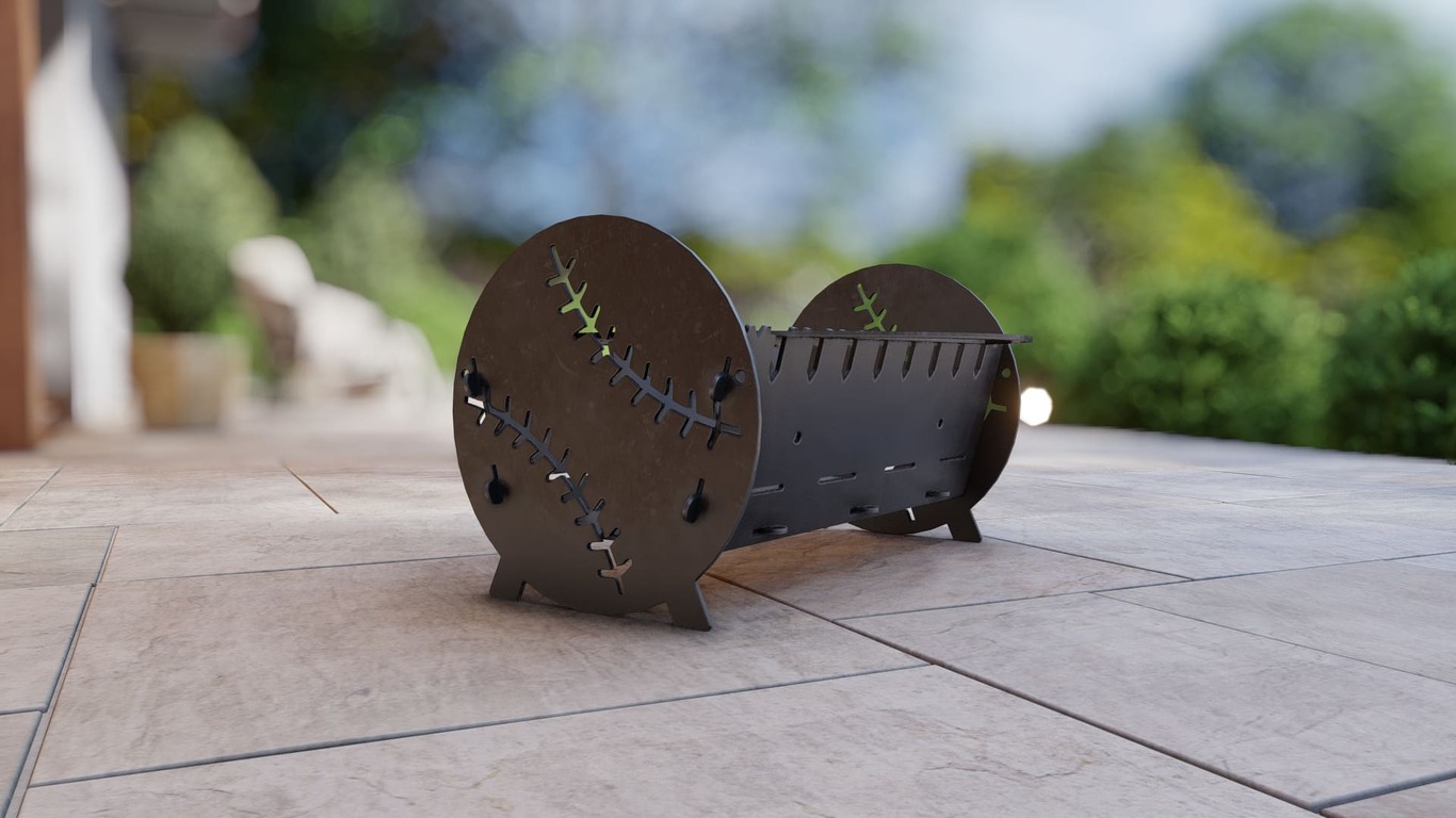 Baseball Fire Pit Grill. DXF, SVG files for plasma, laser cutting. Portable BBQ for Camping. Фото 8