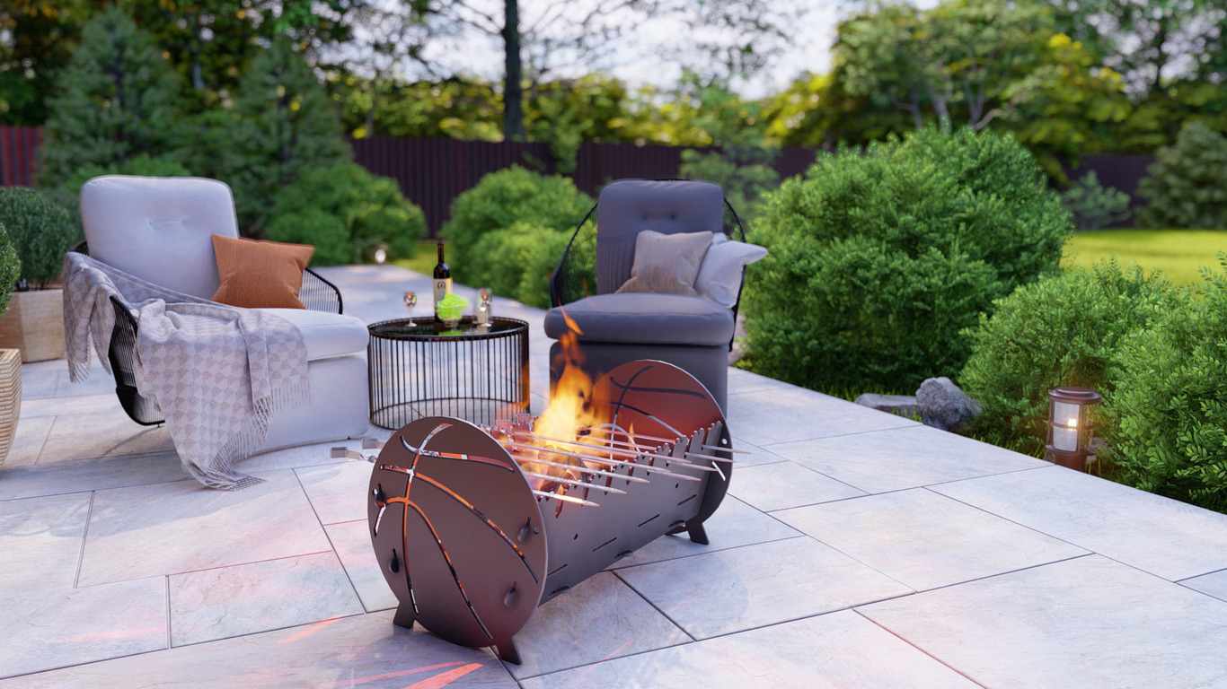 Basketball Fire Pit Grill. DXF, SVG files for plasma, laser cutting. Portable BBQ for Camping. Фото 3