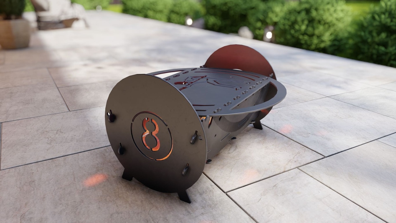 Billiards Fire Pit Grill. DXF, SVG files for plasma, laser cutting. Portable BBQ for Camping. Фото 2
