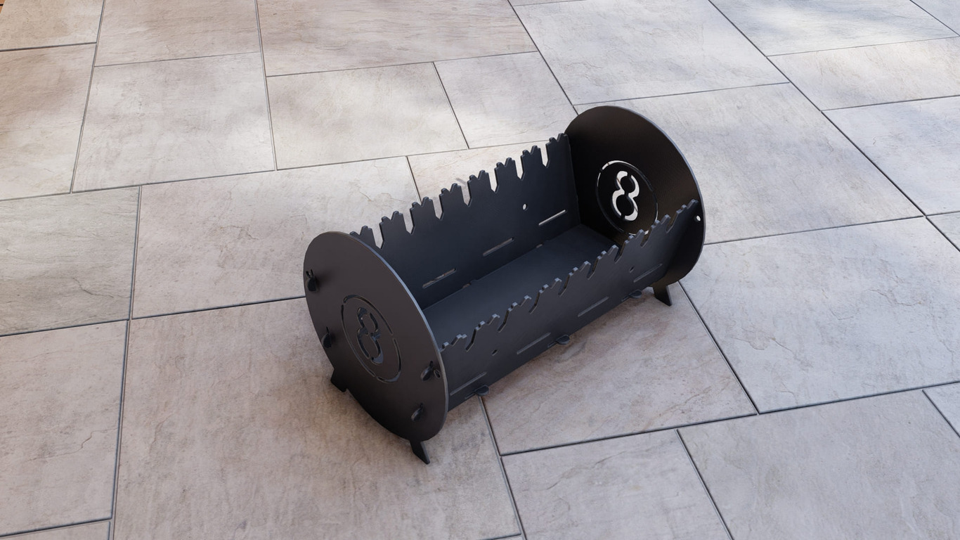 Billiards Fire Pit Grill. DXF, SVG files for plasma, laser cutting. Portable BBQ for Camping. Фото 9