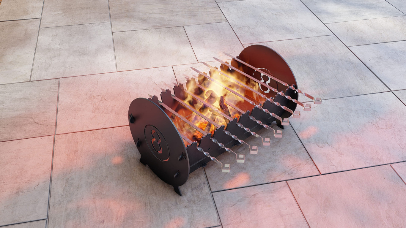 Billiards Fire Pit Grill. DXF, SVG files for plasma, laser cutting. Portable BBQ for Camping. Фото 6