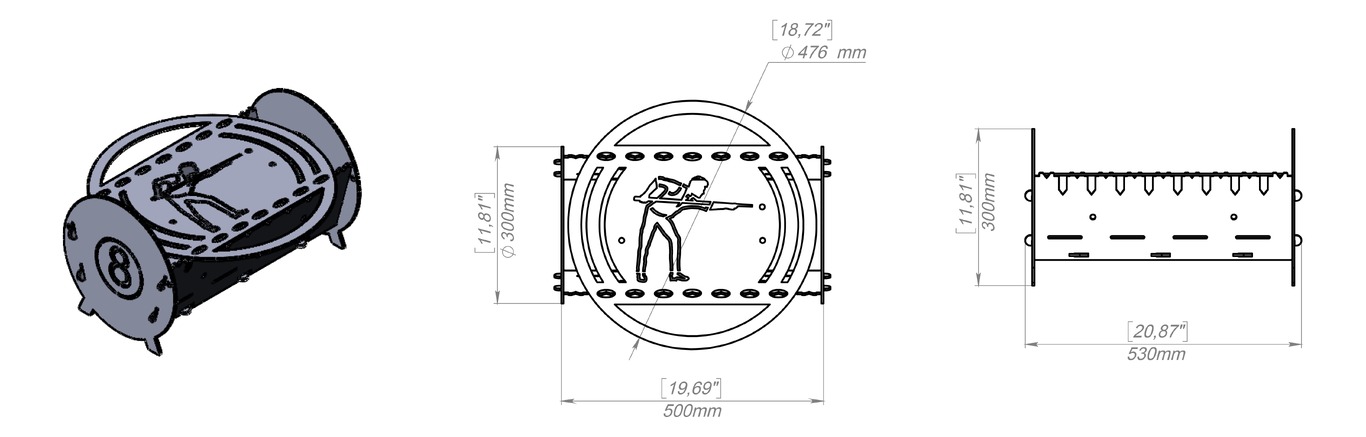 Billiards Fire Pit Grill. DXF, SVG files for plasma, laser cutting. Portable BBQ for Camping. Фото 10