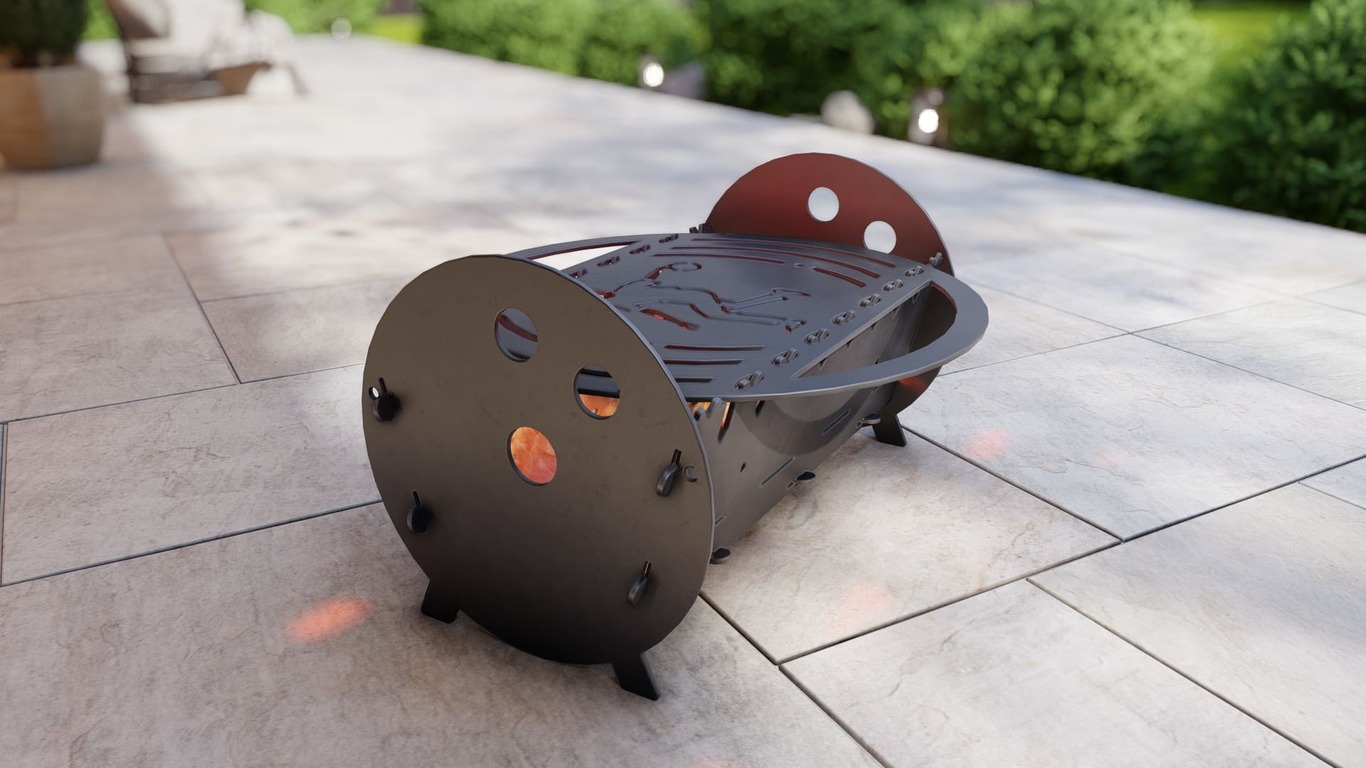 Bowling Fire Pit Grill. DXF, SVG files for plasma, laser cutting. Portable BBQ for Camping. Фото 2