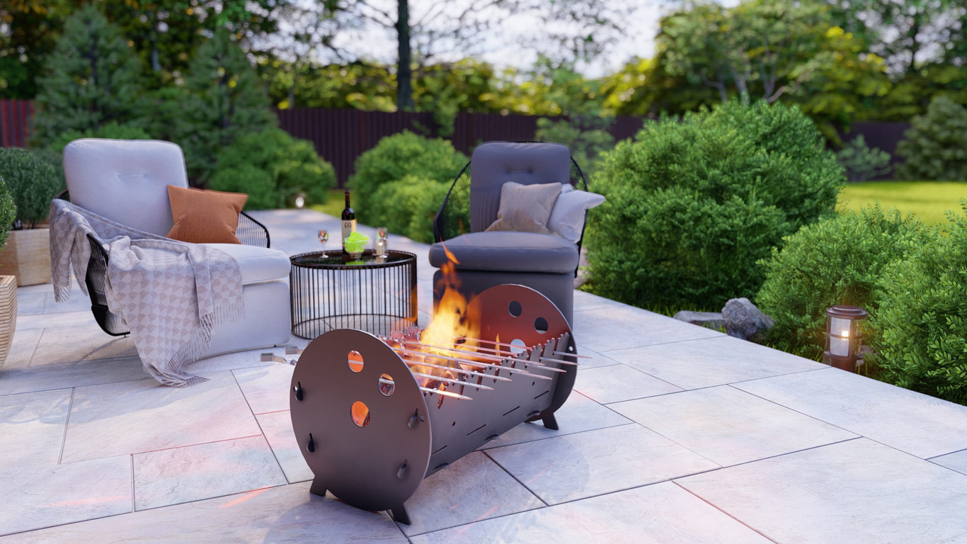 Bowling Fire Pit Grill. DXF, SVG files for plasma, laser cutting. Portable BBQ for Camping. Фото 3