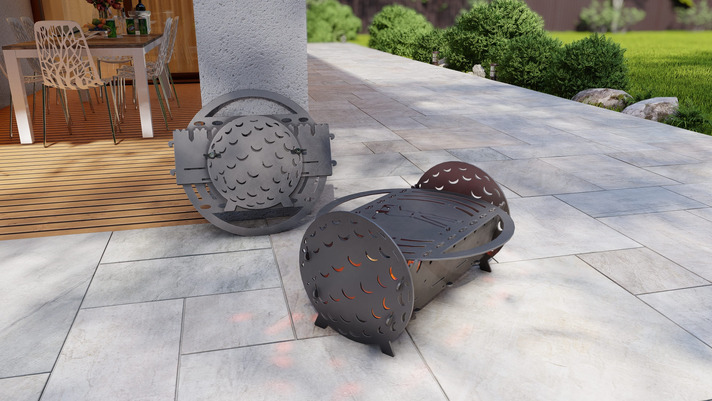 Golf Fire Pit Grill. DXF, SVG files for plasma, laser cutting. Portable BBQ for Camping