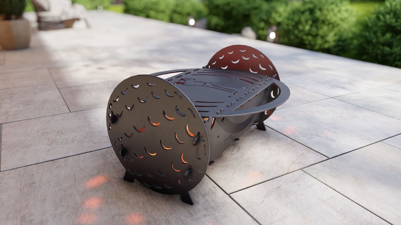 Golf Fire Pit Grill. DXF, SVG files for plasma, laser cutting. Portable BBQ for Camping. Фото 2