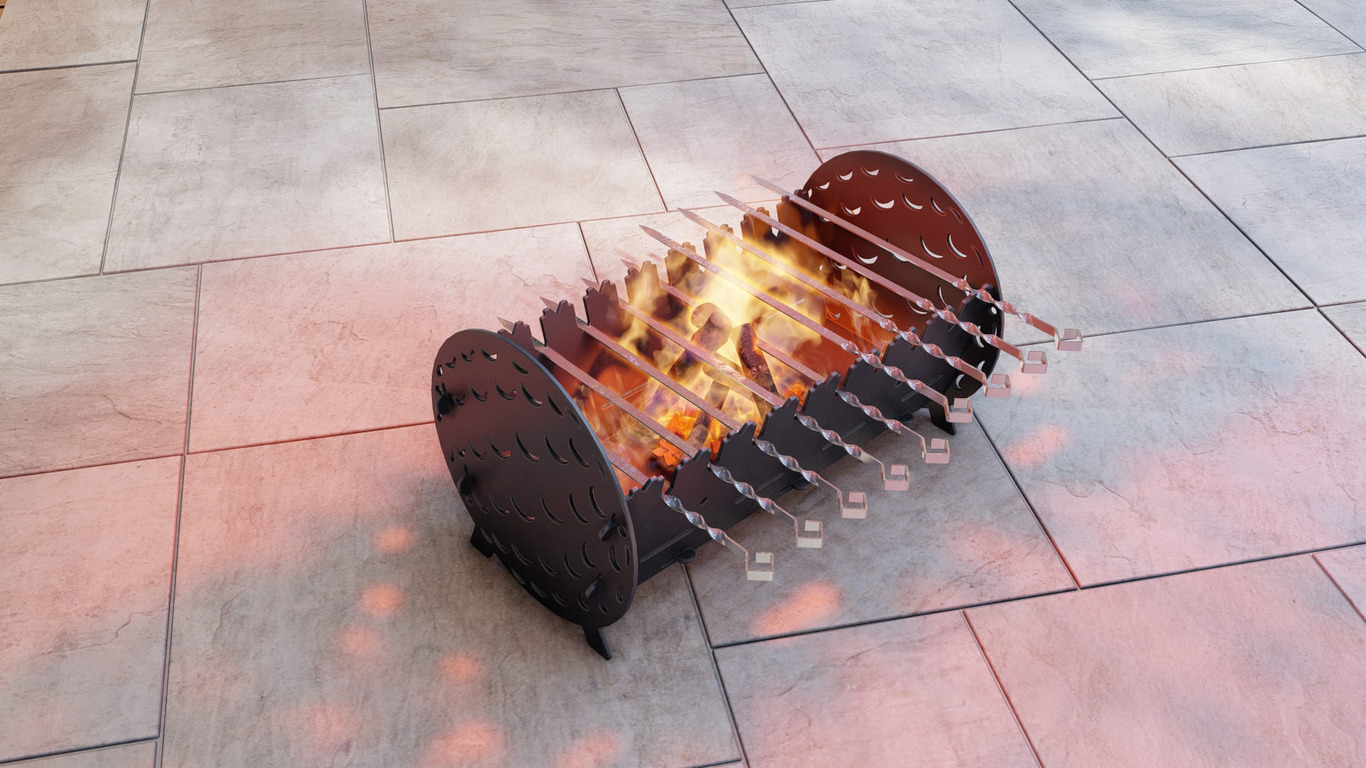 Golf Fire Pit Grill. DXF, SVG files for plasma, laser cutting. Portable BBQ for Camping. Фото 6