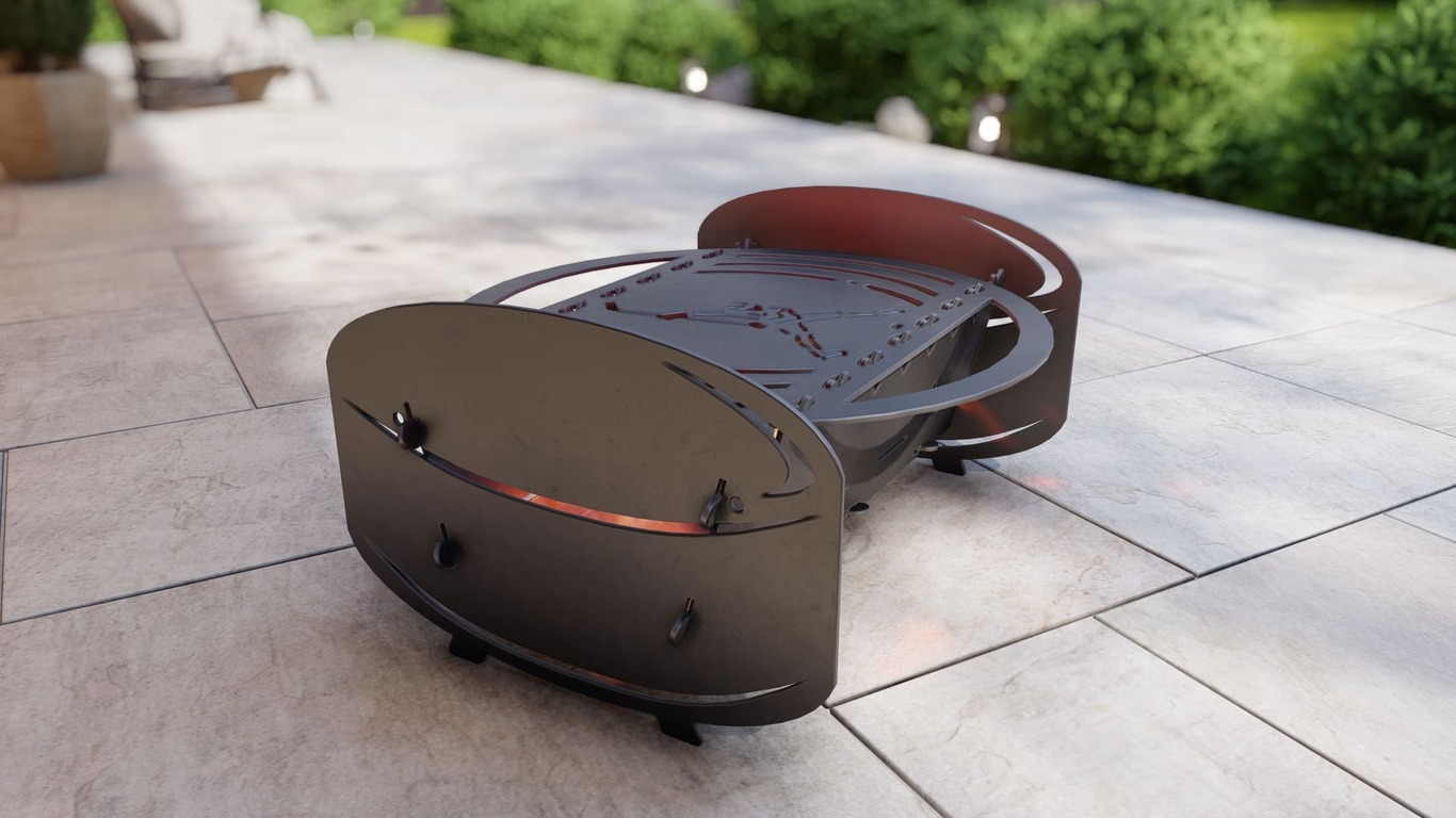 Hockey Fire Pit Grill. DXF, SVG files for plasma, laser cutting. Portable BBQ for Camping. Фото 2