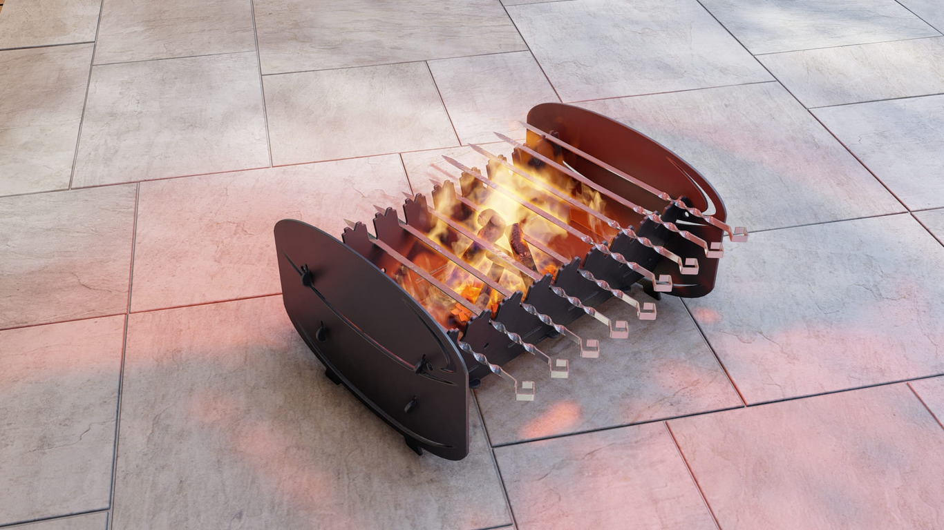 Hockey Fire Pit Grill. DXF, SVG files for plasma, laser cutting. Portable BBQ for Camping. Фото 6
