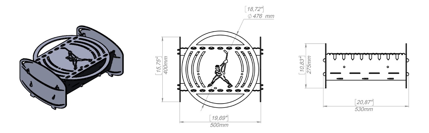Hockey Fire Pit Grill. DXF, SVG files for plasma, laser cutting. Portable BBQ for Camping. Фото 10