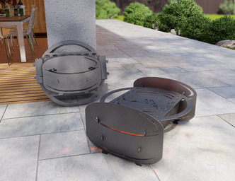 Barbecue a Legna Hockey. File DXF, SVG per taglio plasma, laser. Barbecue portatile per Campeggio