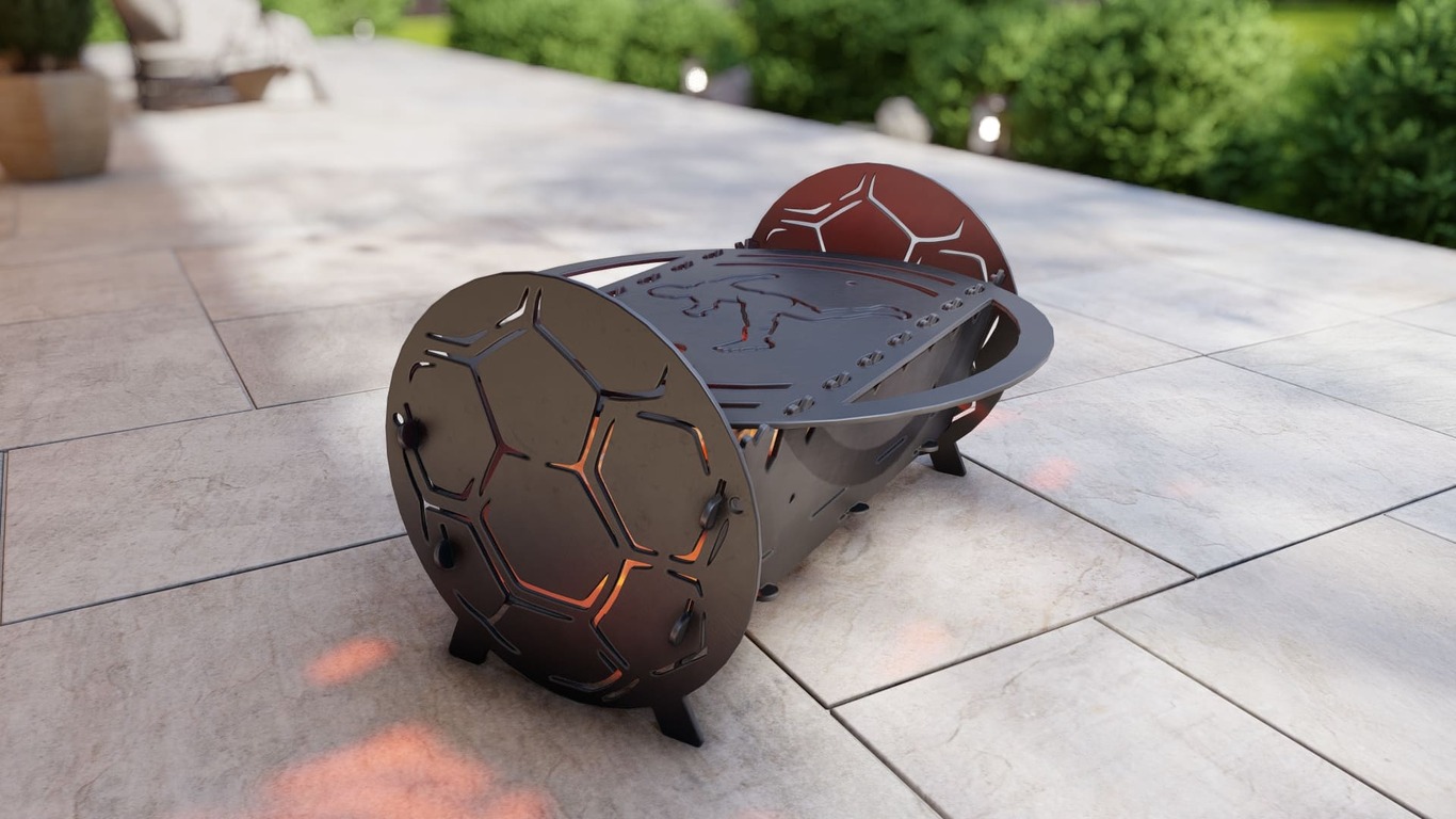 Soccer Fire Pit Grill. DXF, SVG files for plasma, laser cutting. Portable BBQ for Camping. Фото 2