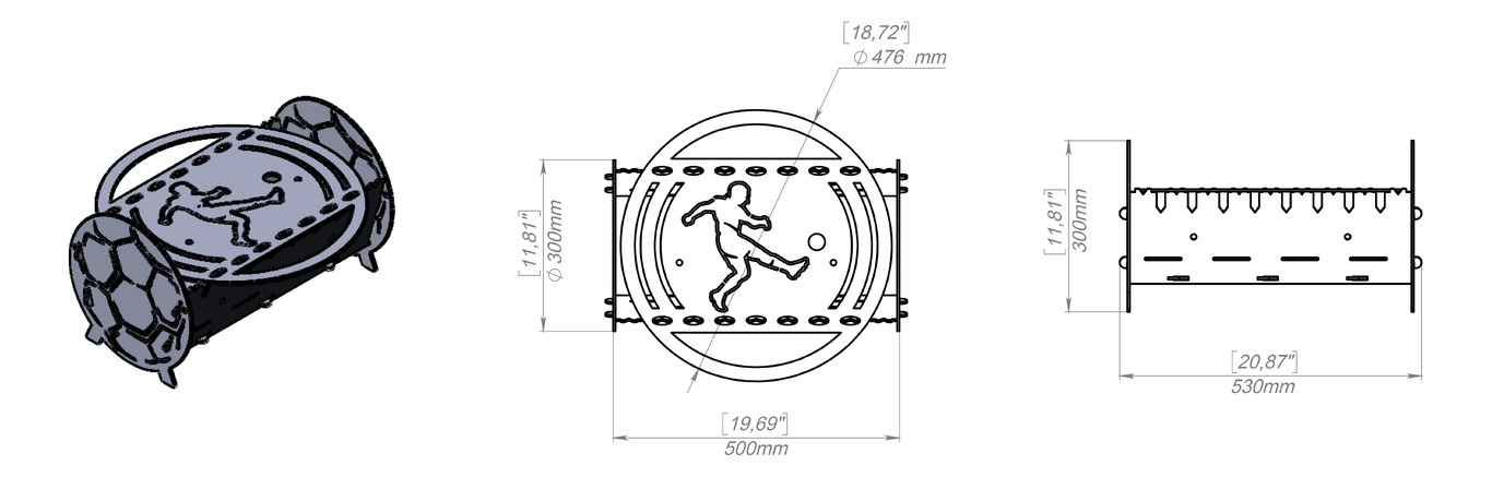 Soccer Fire Pit Grill. DXF, SVG files for plasma, laser cutting. Portable BBQ for Camping. Фото 10