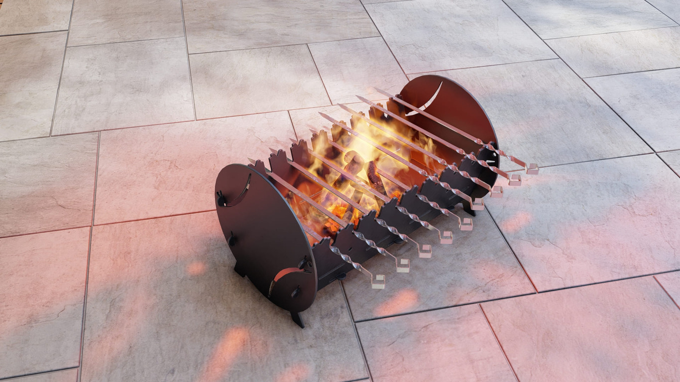 Tennis Fire Pit Grill. DXF, SVG files for plasma, laser cutting. Portable BBQ for Camping. Фото 6