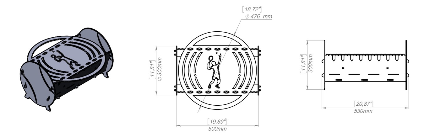 Tennis Fire Pit Grill. DXF, SVG files for plasma, laser cutting. Portable BBQ for Camping. Фото 10