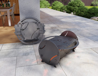Tennis Fire Pit Grill. DXF, SVG files for plasma, laser cutting. Portable BBQ for Camping