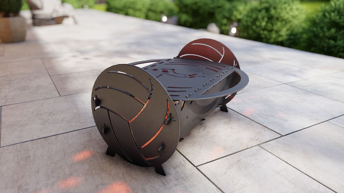 Volleyball Fire Pit Grill. DXF, SVG files for plasma, laser cutting. Portable BBQ for Camping. Фото 2
