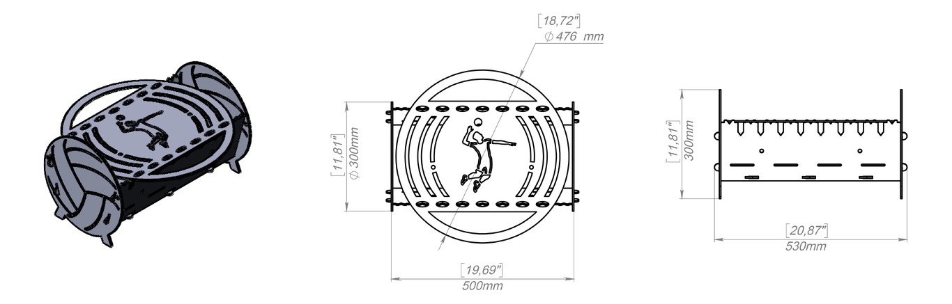 Volleyball Fire Pit Grill. DXF, SVG files for plasma, laser cutting. Portable BBQ for Camping. Фото 10