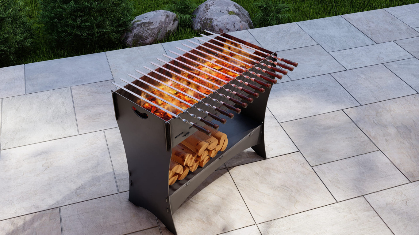 Brazier for Kebab. DXF, SVG files for plasma, laser cutting. Collapsible Mangal. Фото 7