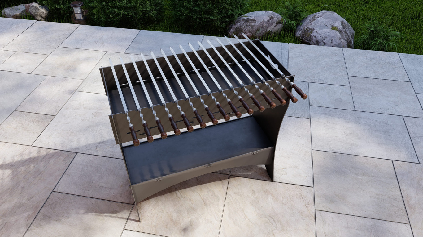 Brazier for Kebab. DXF, SVG files for plasma, laser cutting. Collapsible Mangal. Фото 10