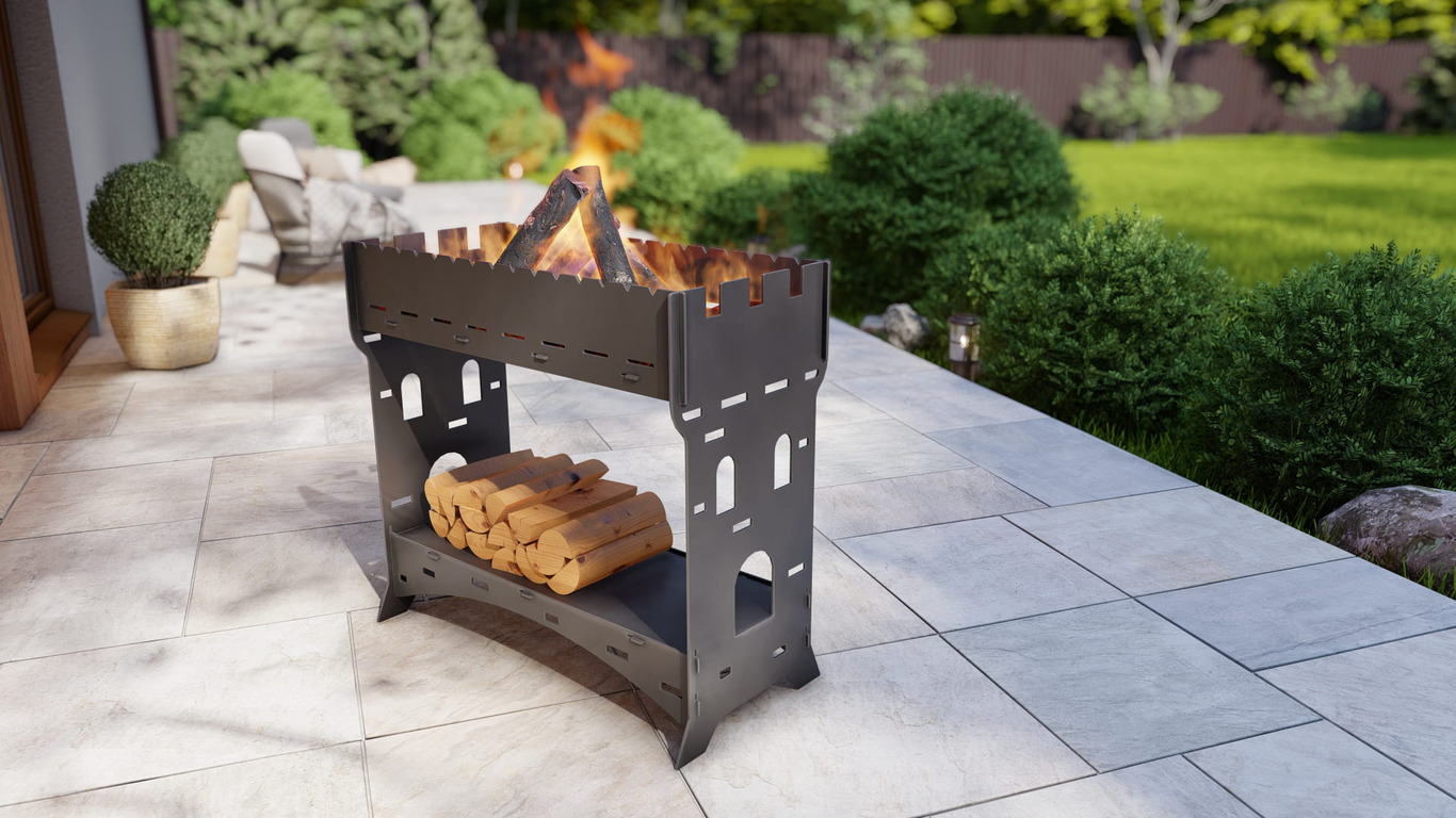 Brazier Tower for Kebab. DXF, SVG files for plasma, laser cutting. Collapsible Mangal