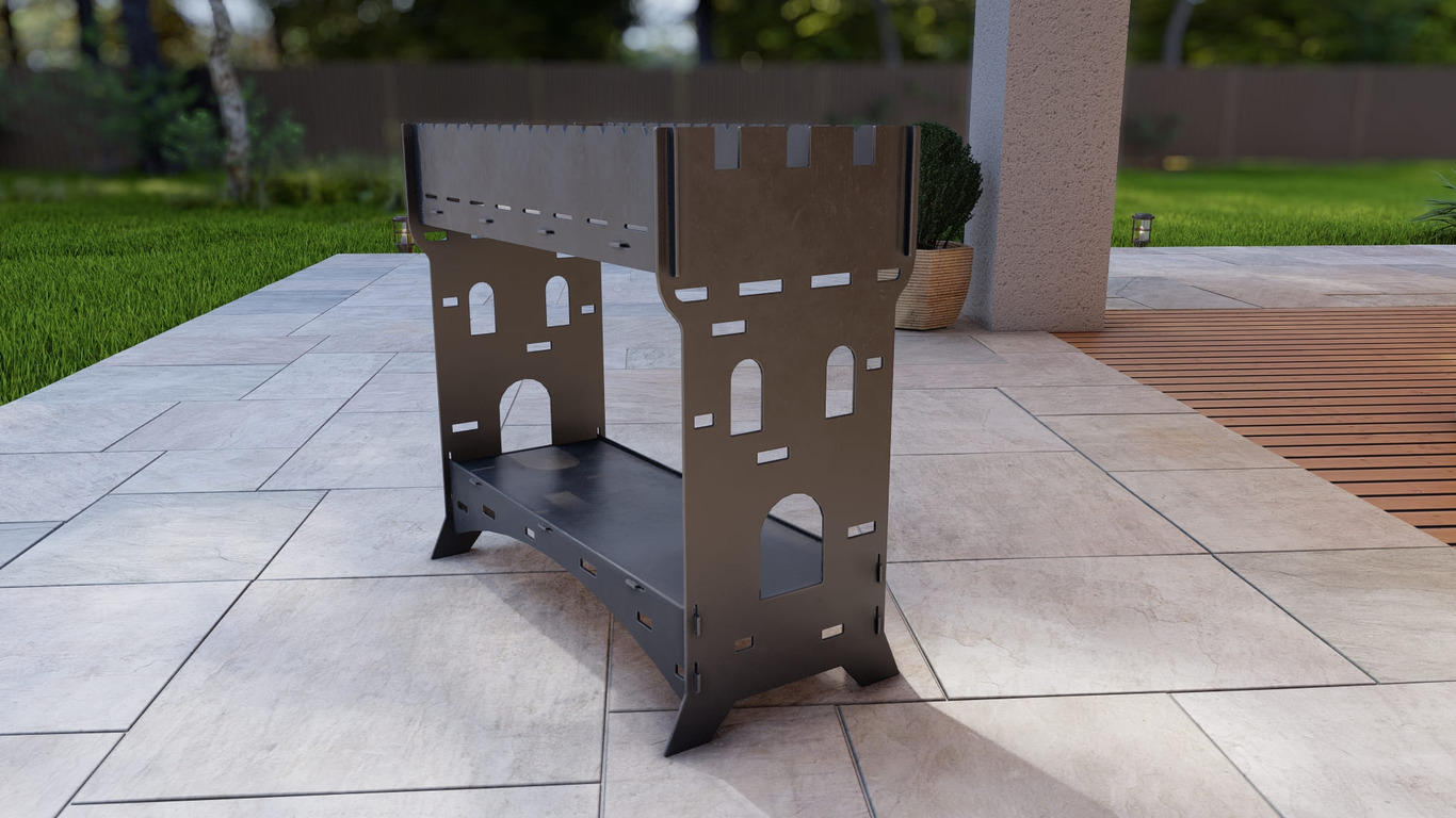 Brazier Tower for Kebab. DXF, SVG files for plasma, laser cutting. Collapsible Mangal. Фото 12