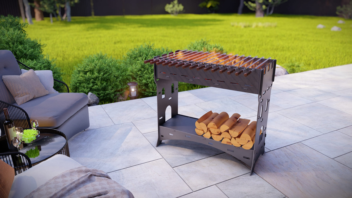 Brazier Tower for Kebab. DXF, SVG files for plasma, laser cutting. Collapsible Mangal. Фото 3