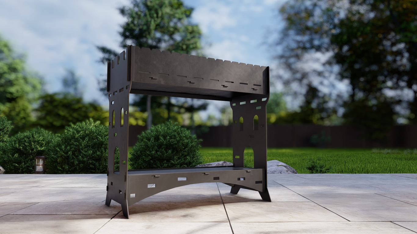 Brazier Tower for Kebab. DXF, SVG files for plasma, laser cutting. Collapsible Mangal. Фото 9