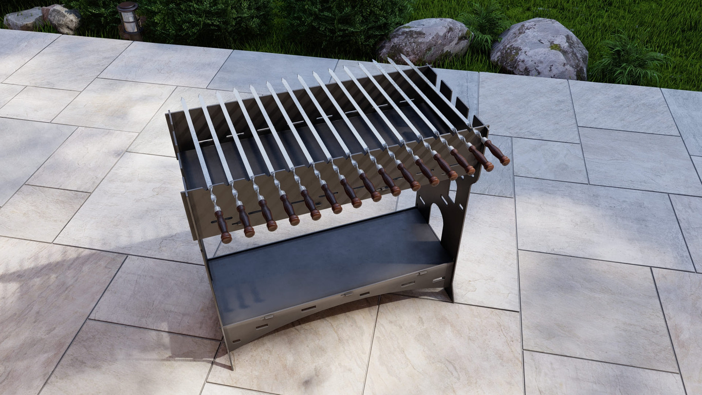 Brazier Tower for Kebab. DXF, SVG files for plasma, laser cutting. Collapsible Mangal. Фото 11