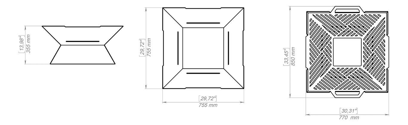 Square Weld Fire Pit Grill. DXF, SVG files for plasma, laser cutting. Outdoor Barbecue. Фото 10