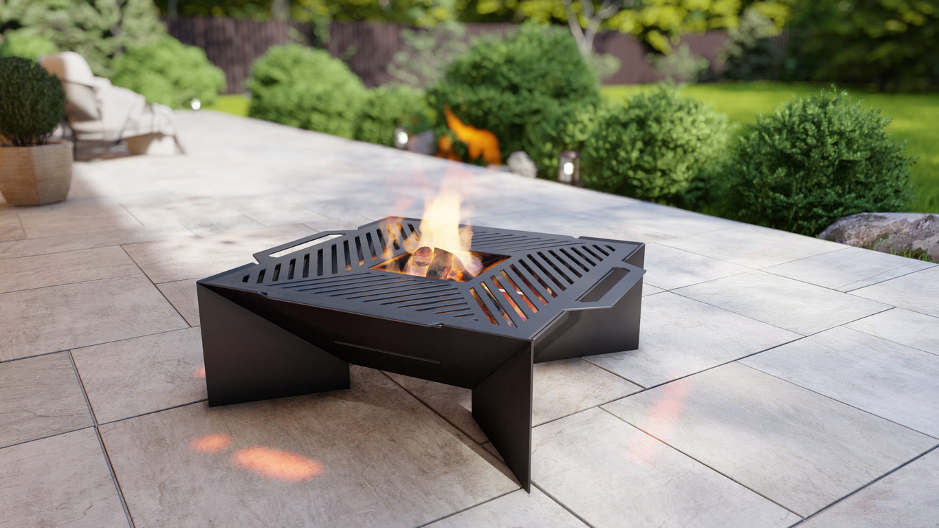 Square Weld Fire Pit Grill V2. DXF, SVG files for plasma, laser cutting. Outdoor Barbecue