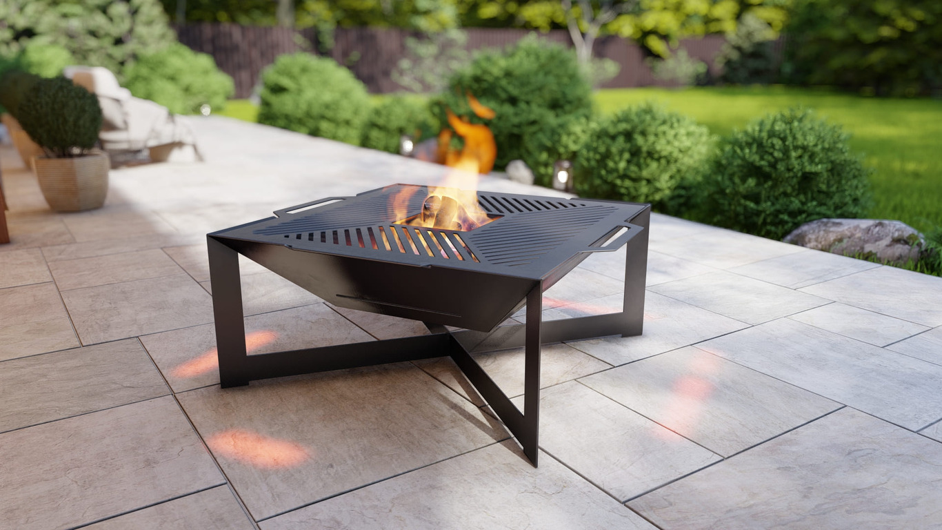 Square Weld Fire Pit Grill V3. DXF, SVG files for plasma, laser cutting. Outdoor Barbecue