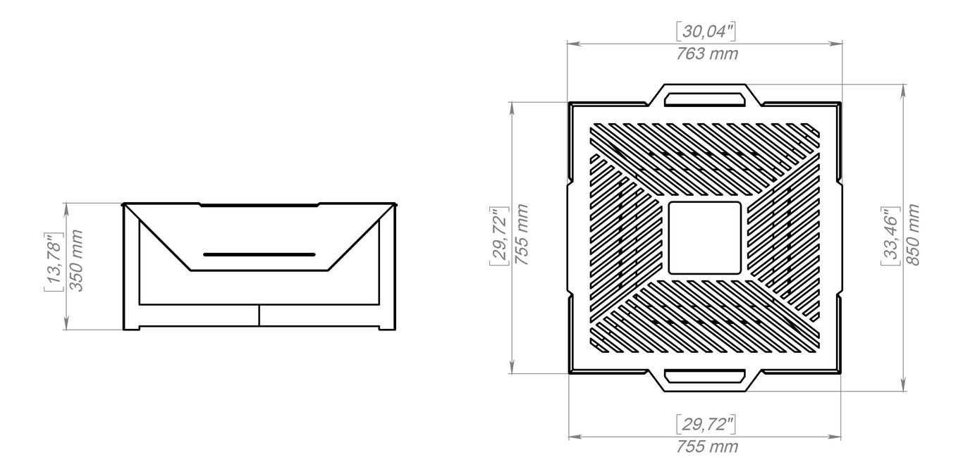 Square Weld Fire Pit Grill V3. DXF, SVG files for plasma, laser cutting. Outdoor Barbecue. Фото 10