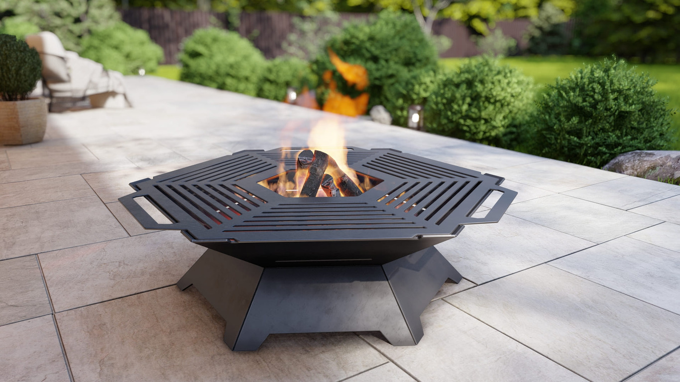 Hexagon Weld Fire Pit Grill. DXF, SVG files for plasma, laser cutting. Outdoor Barbecue