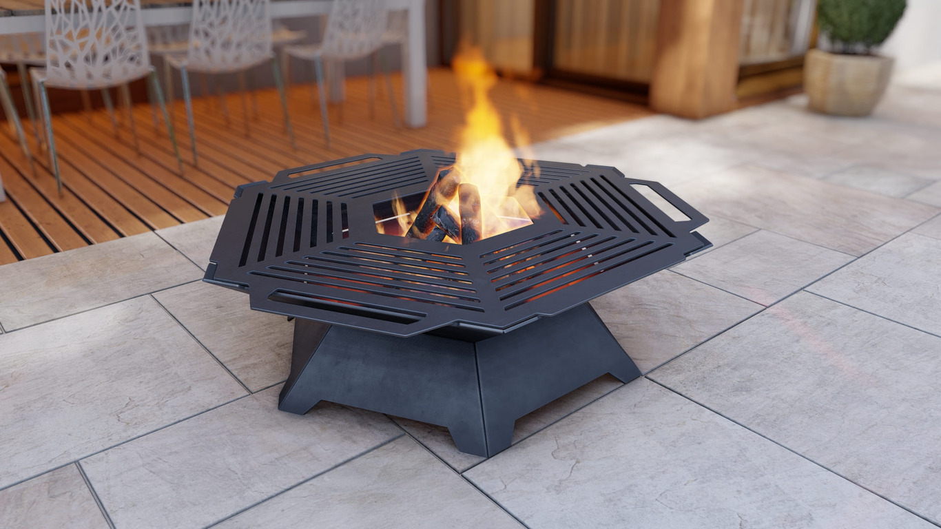 Hexagon Weld Fire Pit Grill. DXF, SVG files for plasma, laser cutting. Outdoor Barbecue. Фото 5