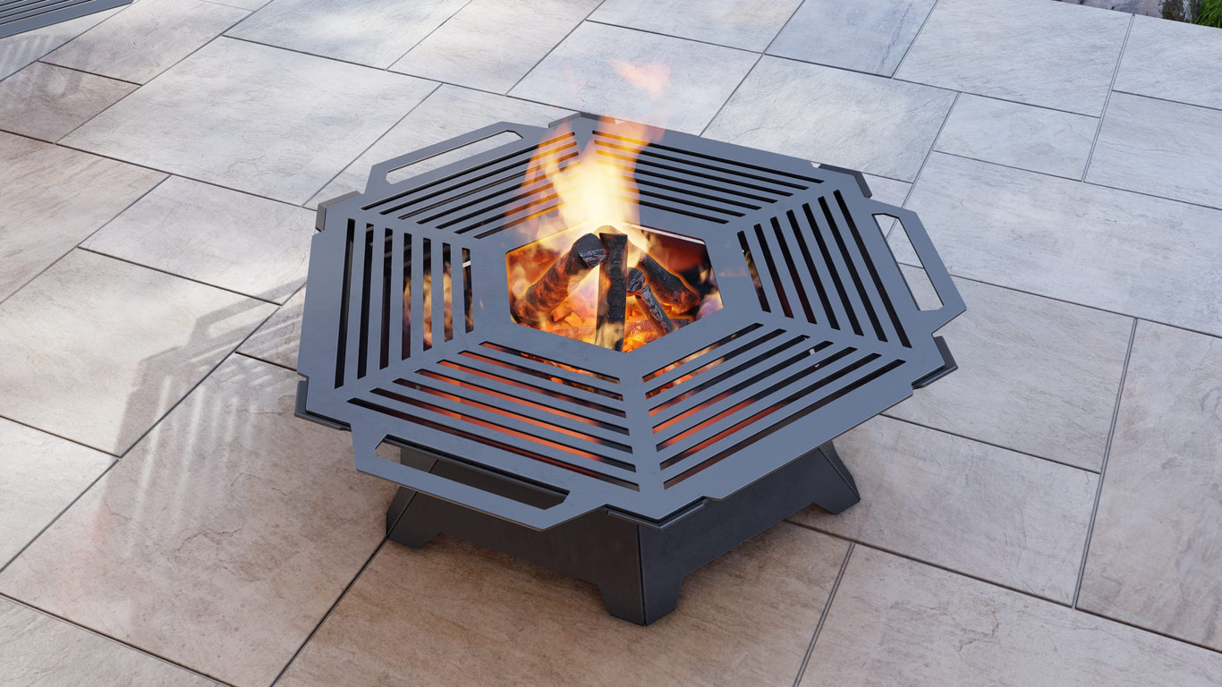 Hexagon Weld Fire Pit Grill. DXF, SVG files for plasma, laser cutting. Outdoor Barbecue. Фото 6