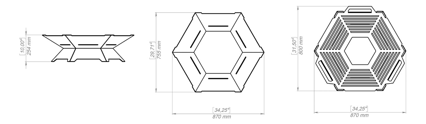 Hexagon Weld Fire Pit Grill. DXF, SVG files for plasma, laser cutting. Outdoor Barbecue. Фото 10