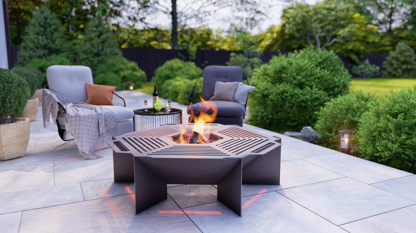 Hexagon Weld Fire Pit Grill V2. DXF, SVG files for plasma, laser cutting. Outdoor Barbecue. Фото 2