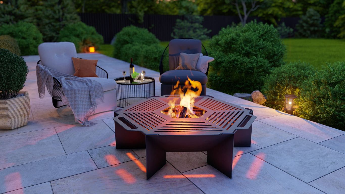 Hexagon Weld Fire Pit Grill V2. DXF, SVG files for plasma, laser cutting. Outdoor Barbecue. Фото 3