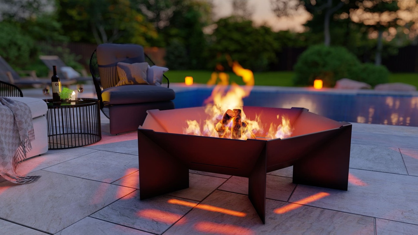 Hexagon Weld Fire Pit Grill V2. DXF, SVG files for plasma, laser cutting. Outdoor Barbecue. Фото 4